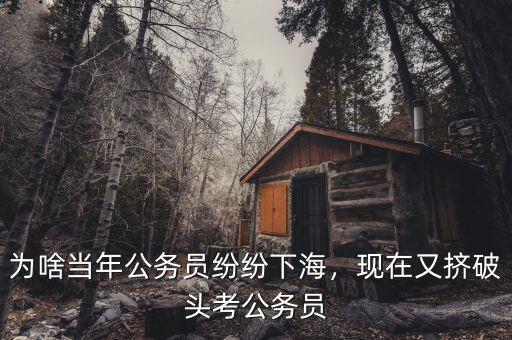 為啥當(dāng)年公務(wù)員紛紛下海，現(xiàn)在又?jǐn)D破頭考公務(wù)員