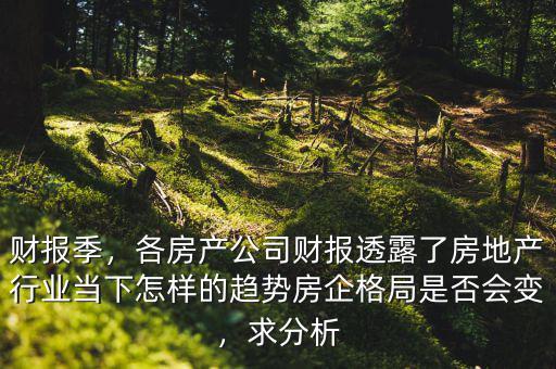 財報季，各房產(chǎn)公司財報透露了房地產(chǎn)行業(yè)當(dāng)下怎樣的趨勢房企格局是否會變，求分析
