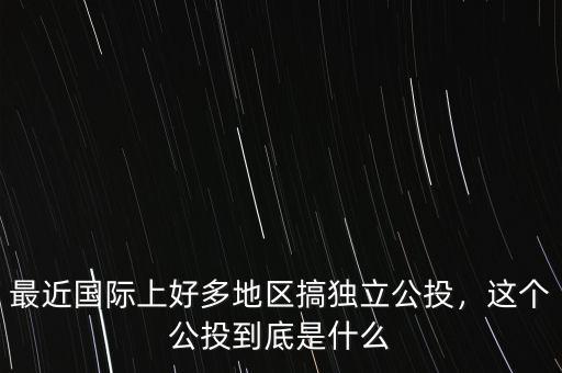 最近國際上好多地區(qū)搞獨立公投，這個公投到底是什么