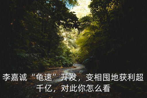 李嘉誠(chéng)“龜速”開(kāi)發(fā)，變相囤地獲利超千億，對(duì)此你怎么看