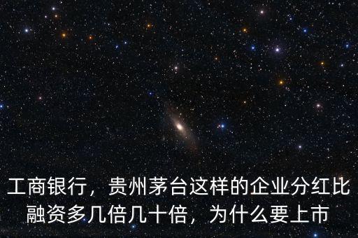 工商銀行，貴州茅臺這樣的企業(yè)分紅比融資多幾倍幾十倍，為什么要上市
