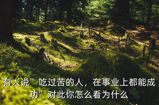 有人說(shuō)”吃過(guò)苦的人，在事業(yè)上都能成功”對(duì)此你怎么看為什么