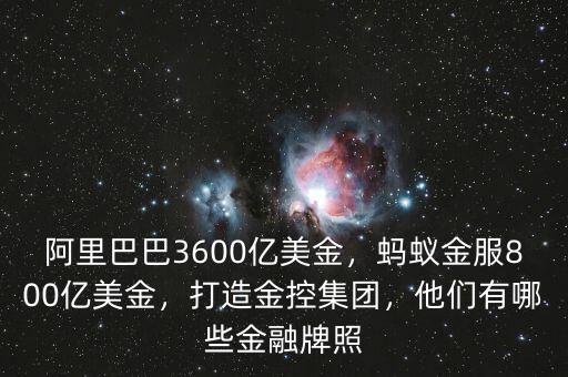 阿里巴巴3600億美金，螞蟻金服800億美金，打造金控集團(tuán)，他們有哪些金融牌照