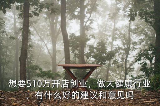 想要510萬(wàn)開店創(chuàng)業(yè)，做大健康行業(yè)，有什么好的建議和意見(jiàn)嗎