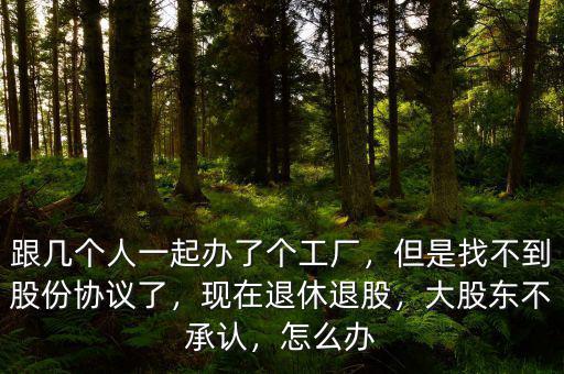 跟幾個(gè)人一起辦了個(gè)工廠，但是找不到股份協(xié)議了，現(xiàn)在退休退股，大股東不承認(rèn)，怎么辦