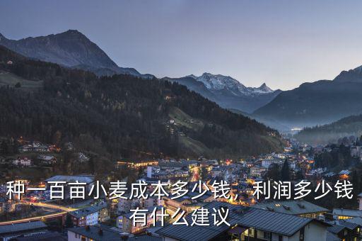 種一百畝小麥成本多少錢，利潤多少錢有什么建議