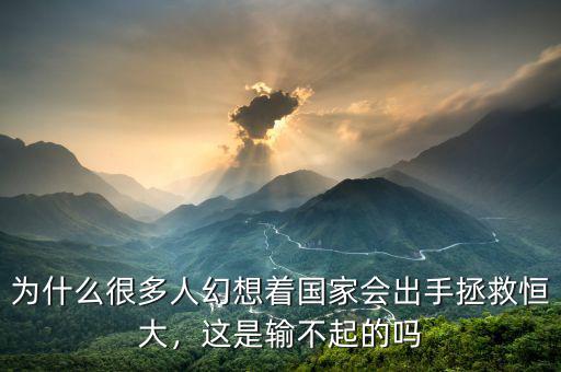 為什么很多人幻想著國家會出手拯救恒大，這是輸不起的嗎