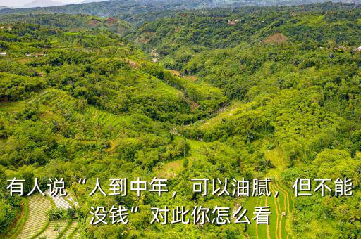 有人說“人到中年，可以油膩，但不能沒錢”對此你怎么看
