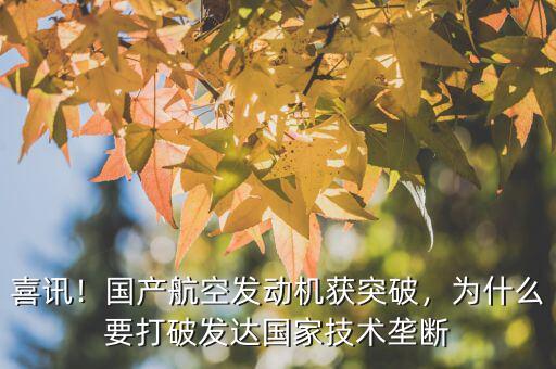 喜訊！國(guó)產(chǎn)航空發(fā)動(dòng)機(jī)獲突破，為什么要打破發(fā)達(dá)國(guó)家技術(shù)壟斷