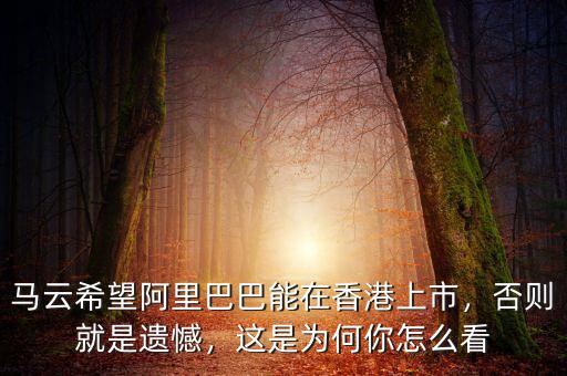 馬云希望阿里巴巴能在香港上市，否則就是遺憾，這是為何你怎么看