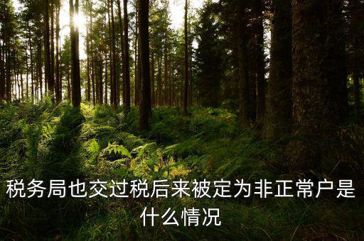 稅務(wù)局也交過(guò)稅后來(lái)被定為非正常戶(hù)是什么情況