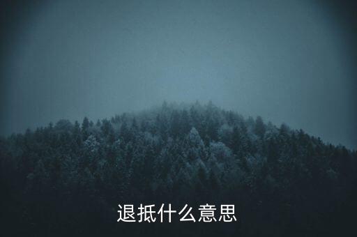 什么叫做退抵稅，退抵什么意思