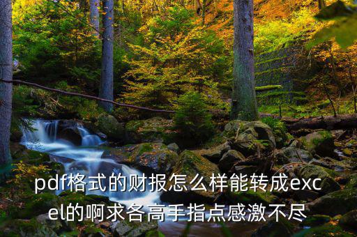 什么是財(cái)報(bào)自動(dòng)轉(zhuǎn)換工具，pdf格式的財(cái)報(bào)怎么樣能轉(zhuǎn)成excel的啊求各高手指點(diǎn)感激不盡