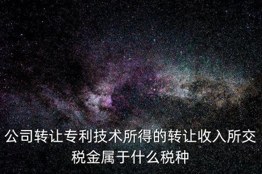 公司出售專利交什么稅，公司轉讓專利技術所得的轉讓收入所交稅金屬于什么稅種