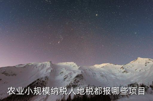 地稅農(nóng)產(chǎn)品需要報(bào)什么，農(nóng)業(yè)小規(guī)模納稅人地稅都報(bào)哪些項(xiàng)目