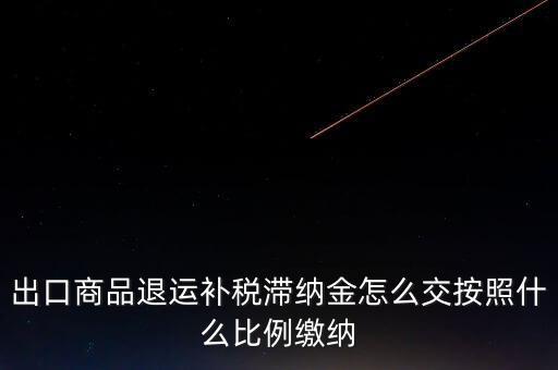 什么是退運補稅，出口商品退運補稅滯納金怎么交按照什么比例繳納