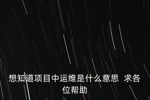 地稅提運(yùn)維是什么意思，想知道項(xiàng)目中運(yùn)維是什么意思  求各位幫助
