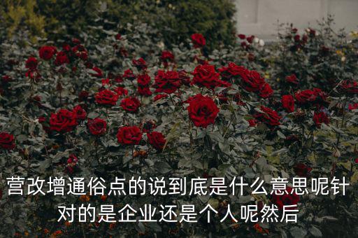 營(yíng)改增通俗點(diǎn)的說到底是什么意思呢針對(duì)的是企業(yè)還是個(gè)人呢然后
