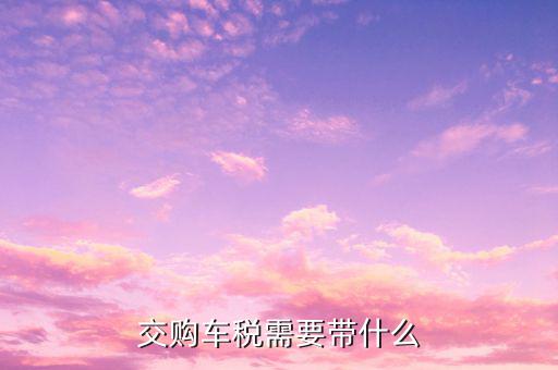 銅陵交購車稅需要什么材料，汽車購置稅要什么材料