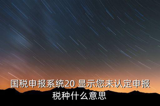 未核對(duì)稅種是什么意思，國(guó)稅申報(bào)系統(tǒng)20 顯示您未認(rèn)定申報(bào)稅種什么意思