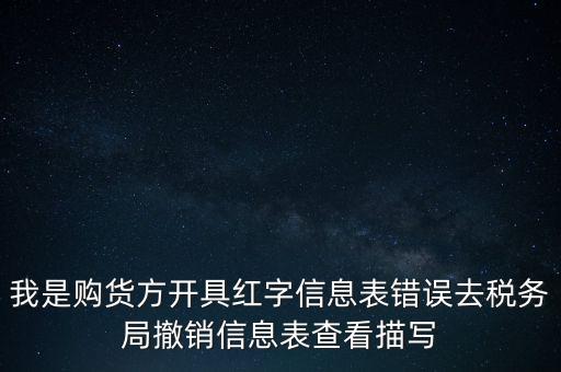 我是購(gòu)貨方開具紅字信息表錯(cuò)誤去稅務(wù)局撤銷信息表查看描寫