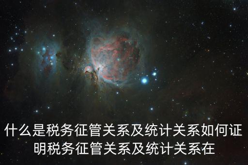什么是稅務征管關系及統(tǒng)計關系如何證明稅務征管關系及統(tǒng)計關系在