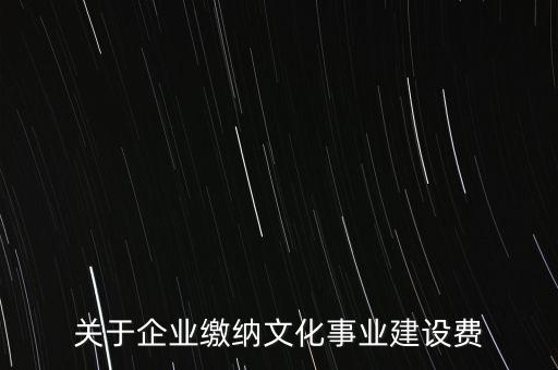 關(guān)于企業(yè)繳納文化事業(yè)建設(shè)費