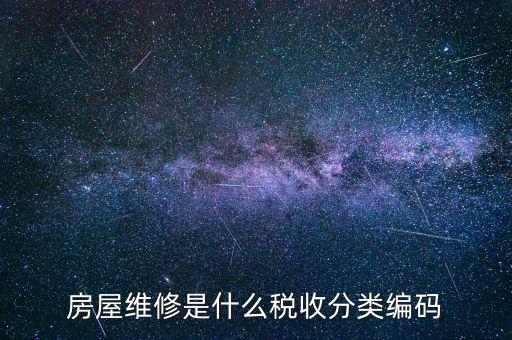 如何維護(hù)稅收分類(lèi)編碼，房屋維修是什么稅收分類(lèi)編碼