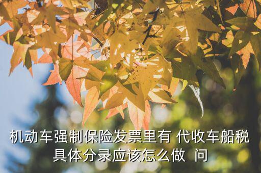 代收車船費(fèi)如何記賬，機(jī)動(dòng)車強(qiáng)制保險(xiǎn)發(fā)票里有 代收車船稅具體分錄應(yīng)該怎么做  問