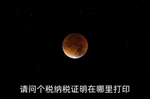 如何打印個稅證明，請問個稅納稅證明在哪里打印