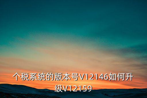 個(gè)人所得稅系統(tǒng)如何在線升級(jí)，個(gè)稅系統(tǒng)的版本號(hào)V12146如何升級(jí)V12159