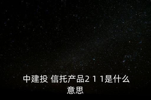  中建投 信托產品2 1 1是什么意思