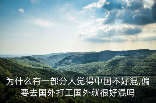 為什么有一部分人覺得中國(guó)不好混,偏要去國(guó)外打工國(guó)外就很好混嗎