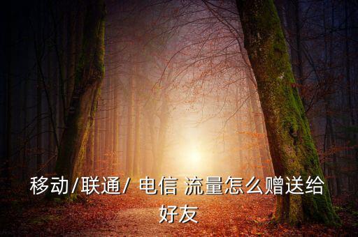 移動/聯通/ 電信 流量怎么贈送給好友