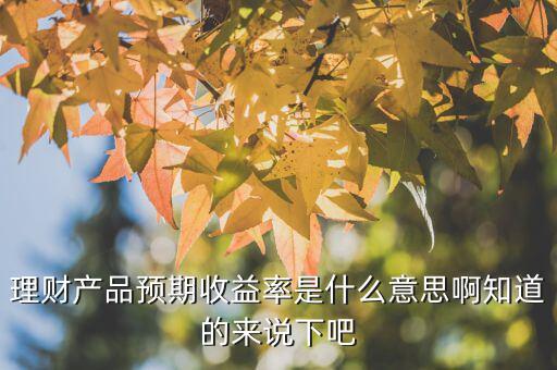 理財產(chǎn)品預(yù)期收益率是什么意思，理財產(chǎn)品預(yù)期收益率是什么意思啊知道的來說下吧