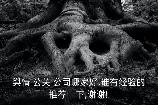 輿情 公關 公司哪家好,誰有經(jīng)驗的推薦一下,謝謝!