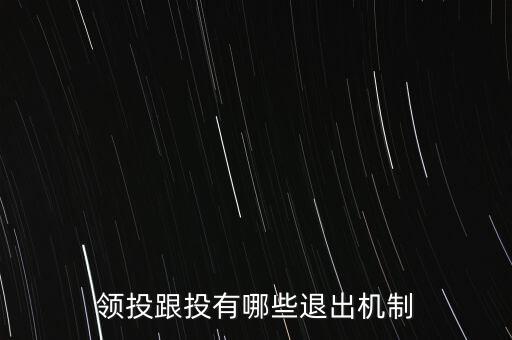 什么是跟投機(jī)制，領(lǐng)投跟投有哪些退出機(jī)制