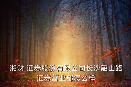  湘財(cái) 證券股份有限公司長(zhǎng)沙韶山路 證券營業(yè)部怎么樣
