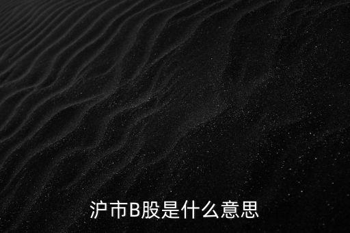 滬深b股是什么意思，滬市B股是什么意思