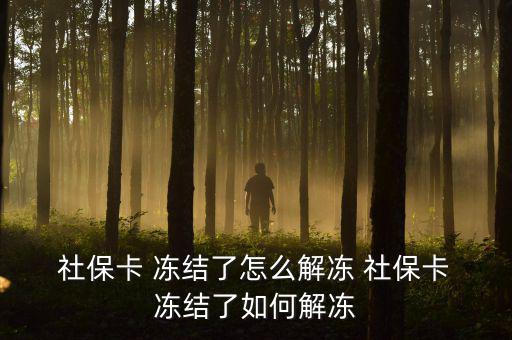  社保卡 凍結(jié)了怎么解凍 社?？?凍結(jié)了如何解凍