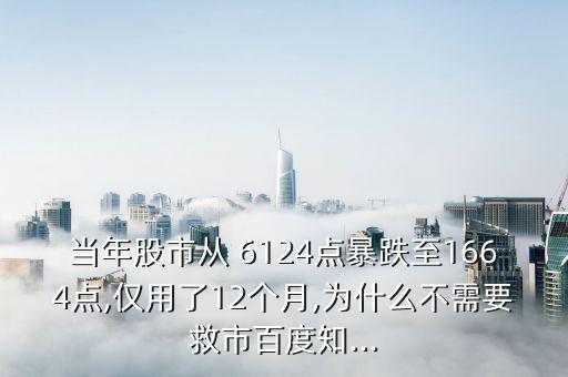 當(dāng)年股市從 6124點(diǎn)暴跌至1664點(diǎn),僅用了12個月,為什么不需要救市百度知...