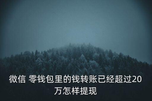 微信 零錢包里的錢轉賬已經(jīng)超過20萬怎樣提現(xiàn)