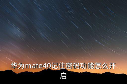 華為mate40記住密碼功能怎么開(kāi)啟
