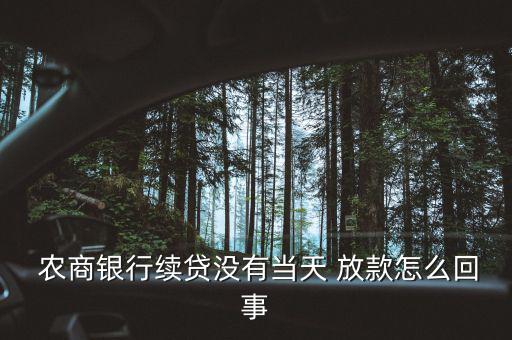 農(nóng)商銀行續(xù)貸沒有當天 放款怎么回事