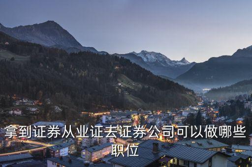 去宏信證券有限責(zé)任公司能做什么，拿到證券從業(yè)證去證券公司可以做哪些職位