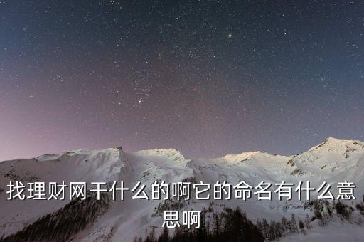 找理財網是干什么的，找理財網干什么的啊它的命名有什么意思啊