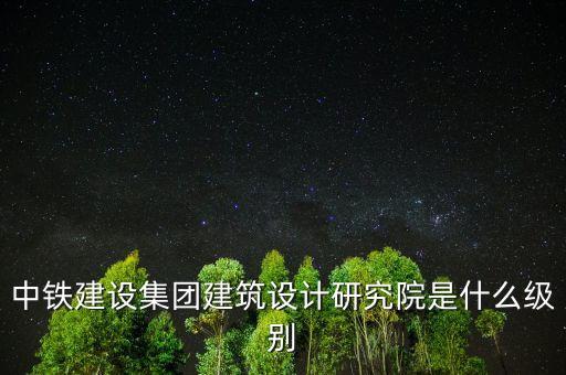中鐵建設(shè)集團建筑設(shè)計研究院是什么級別