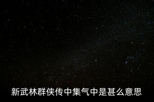 中集是什么意思，新武林群俠傳中集氣中是甚么意思
