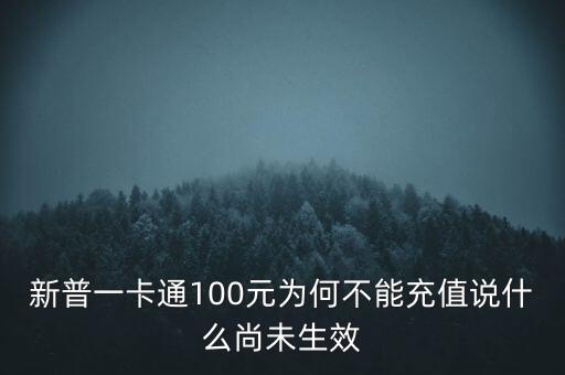 新普一卡通為什么不能沖，新普一卡通100元為何不能充值說什么尚未生效