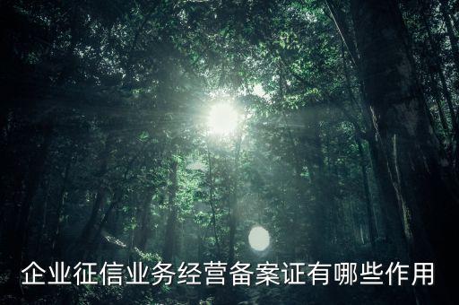 企業(yè)征信業(yè)務(wù)經(jīng)營(yíng)備案證有什么用，中國(guó)人民銀行機(jī)構(gòu)信用代碼證有什么作用